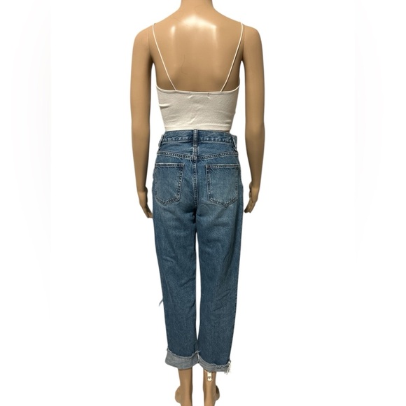 Uniqlo high rise dark washed tattered denim - Picture 3 of 4